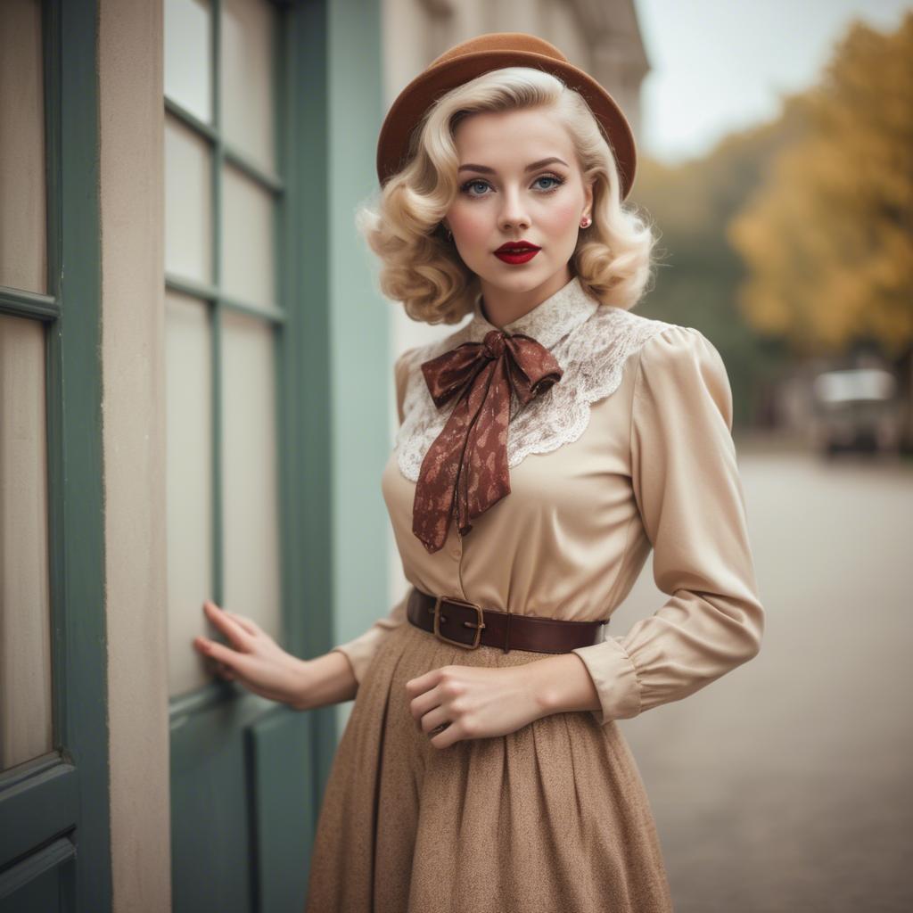 A stunning image of blonde woman in a vintage outfit.
