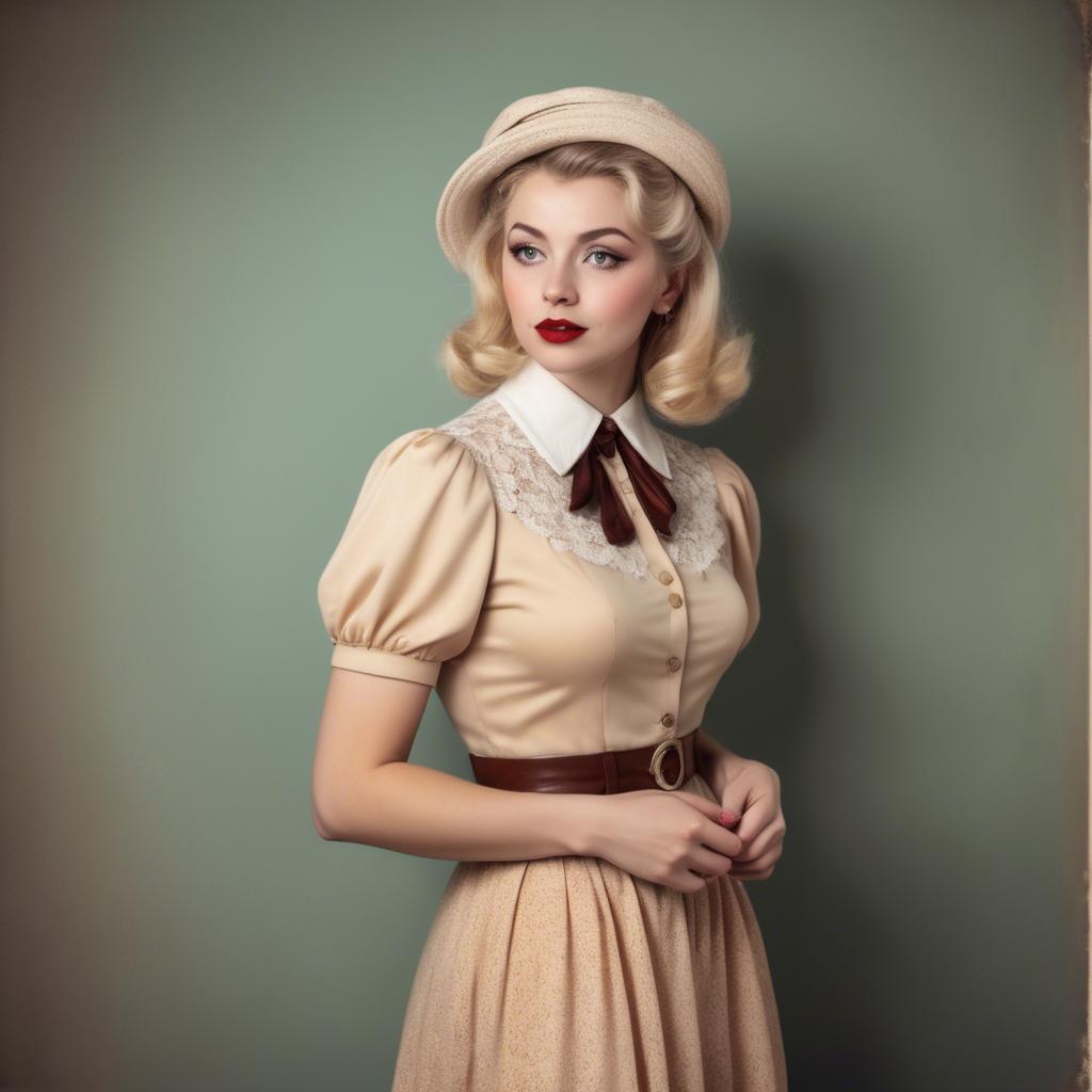 A stunning image of blonde woman in a vintage outfit.