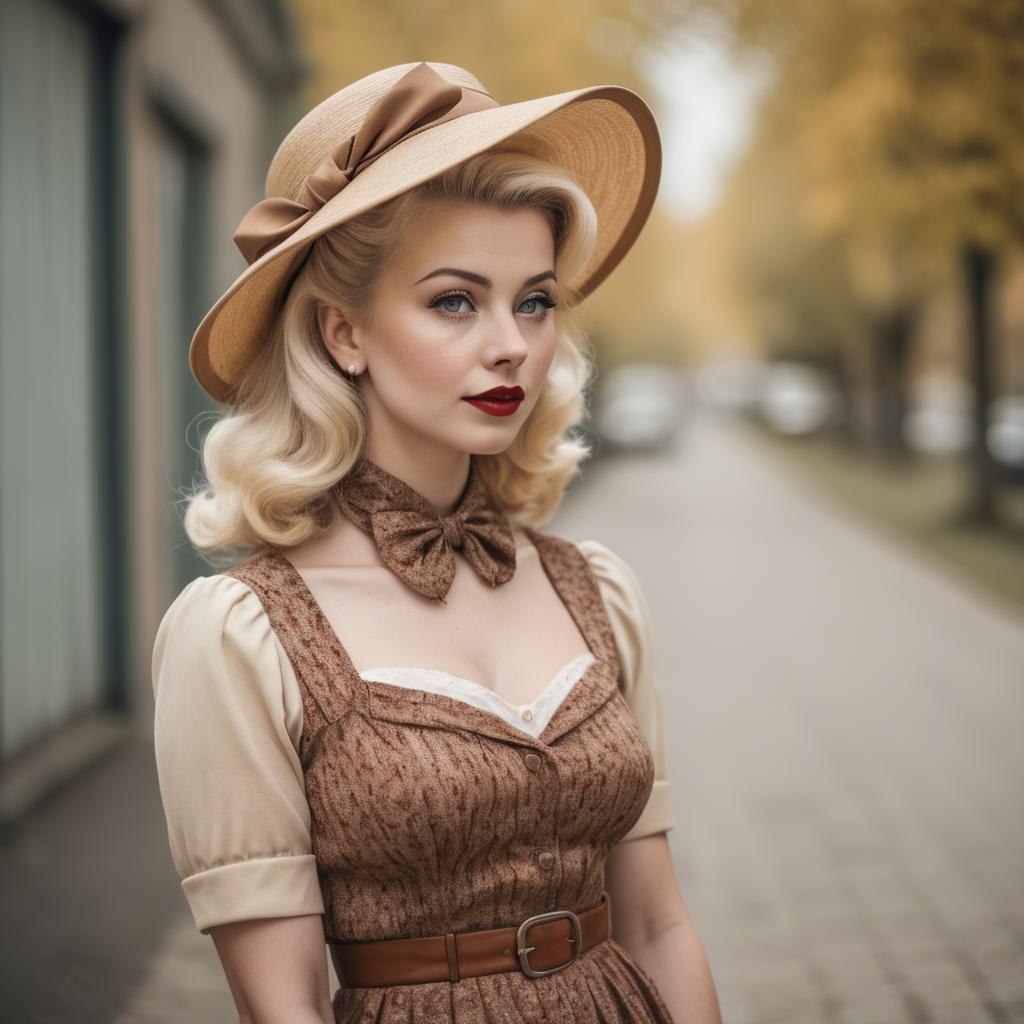 A stunning image of blonde woman in a vintage outfit.