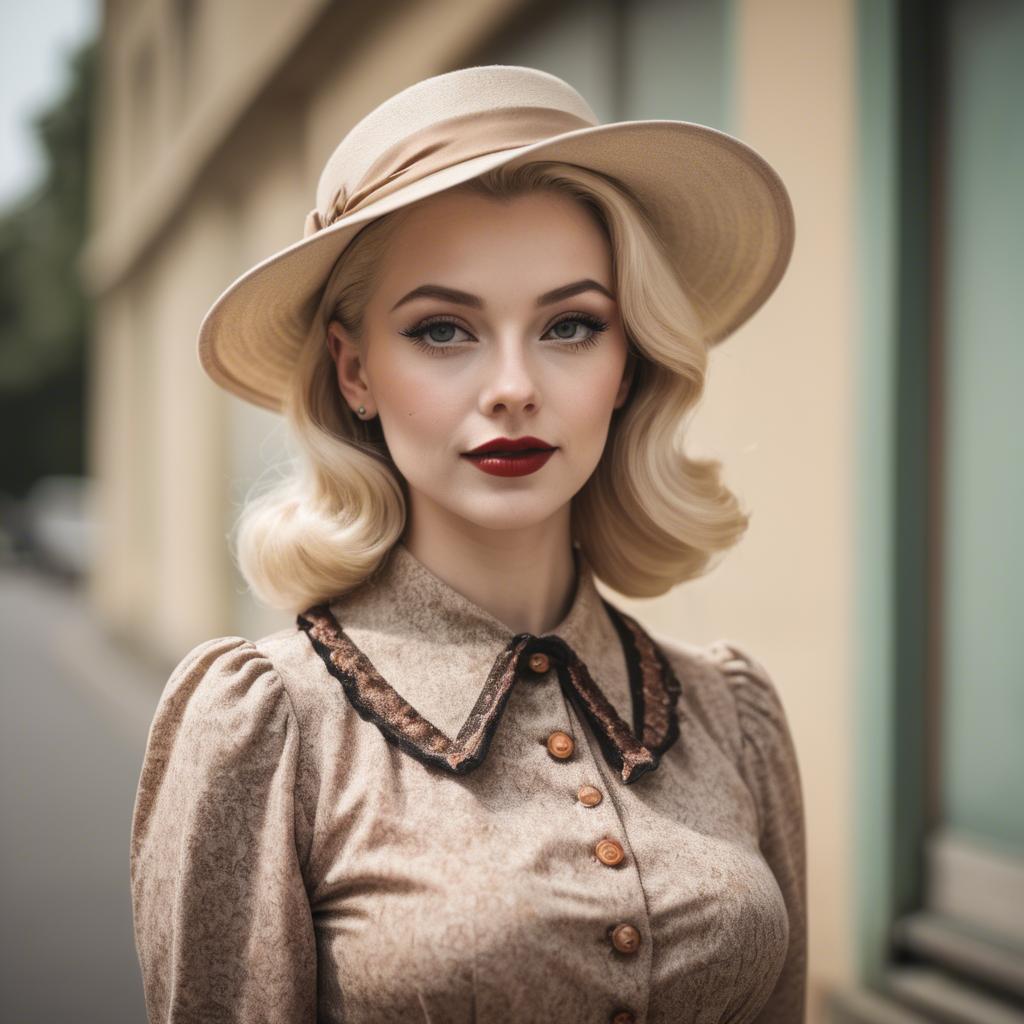 A stunning image of blonde woman in a vintage outfit.