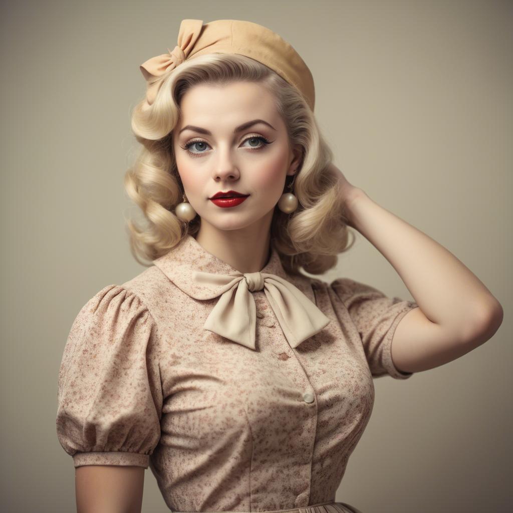 A stunning image of blonde woman in a vintage outfit.