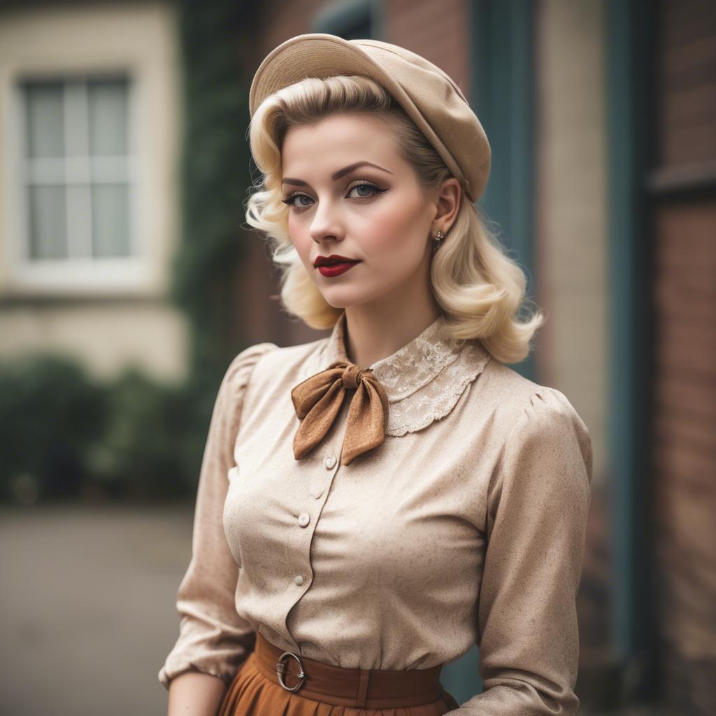 A stunning image of blonde woman in a vintage outfit.