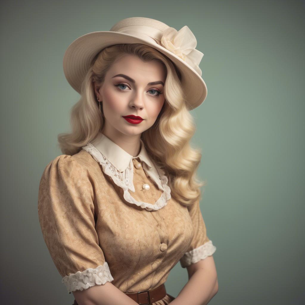A stunning image of blonde woman in a vintage outfit.