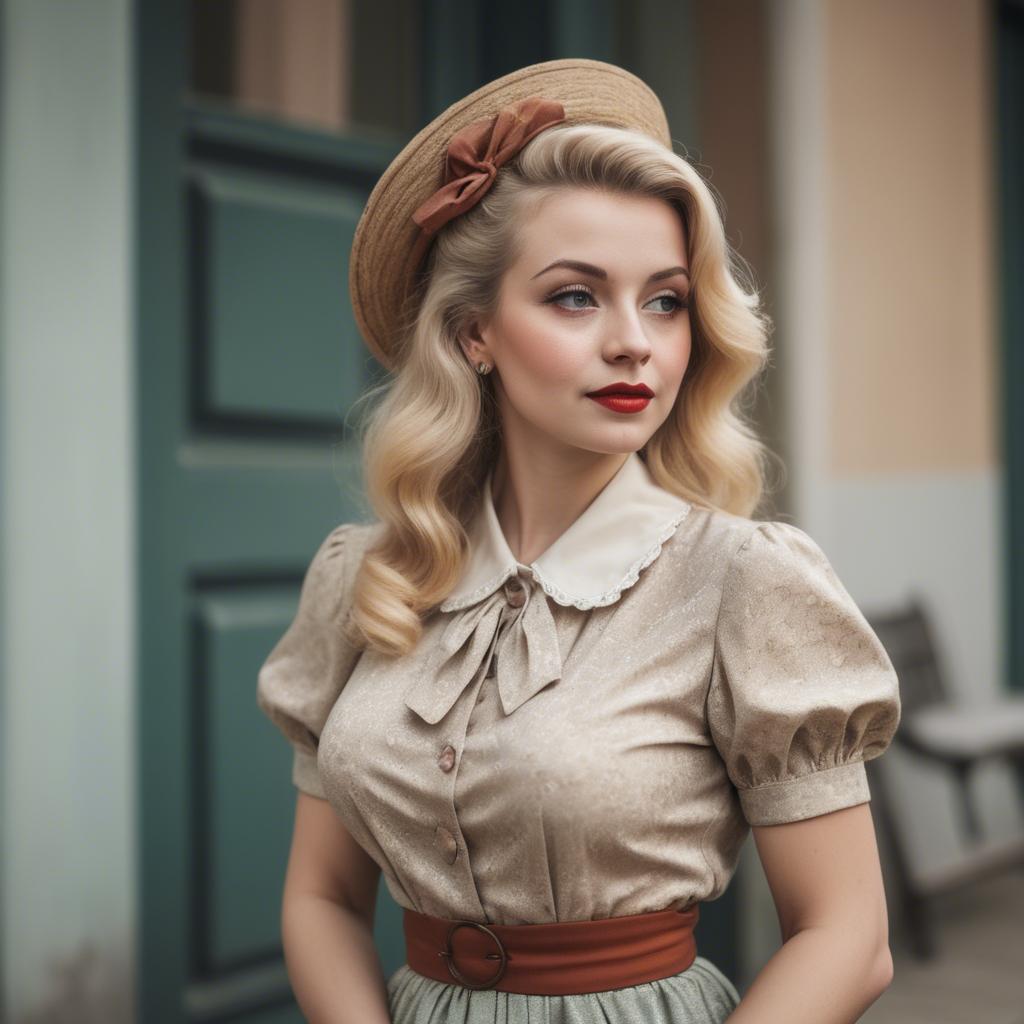 A stunning image of blonde woman in a vintage outfit.