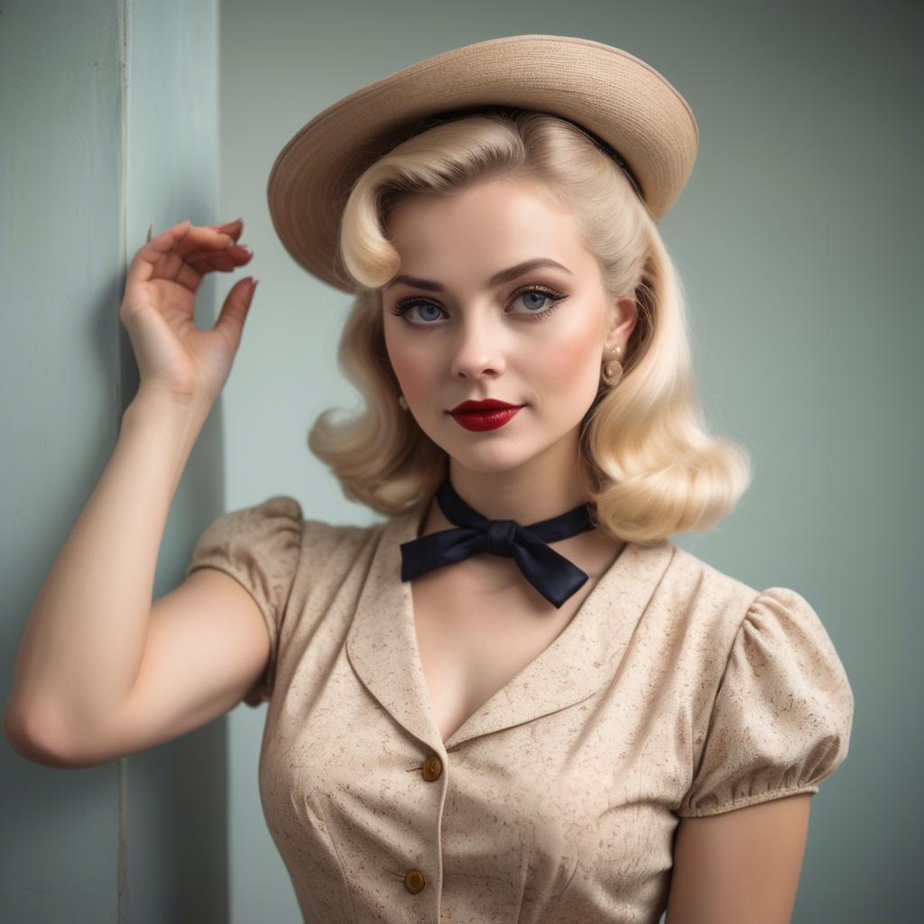 A stunning image of blonde woman in a vintage outfit.