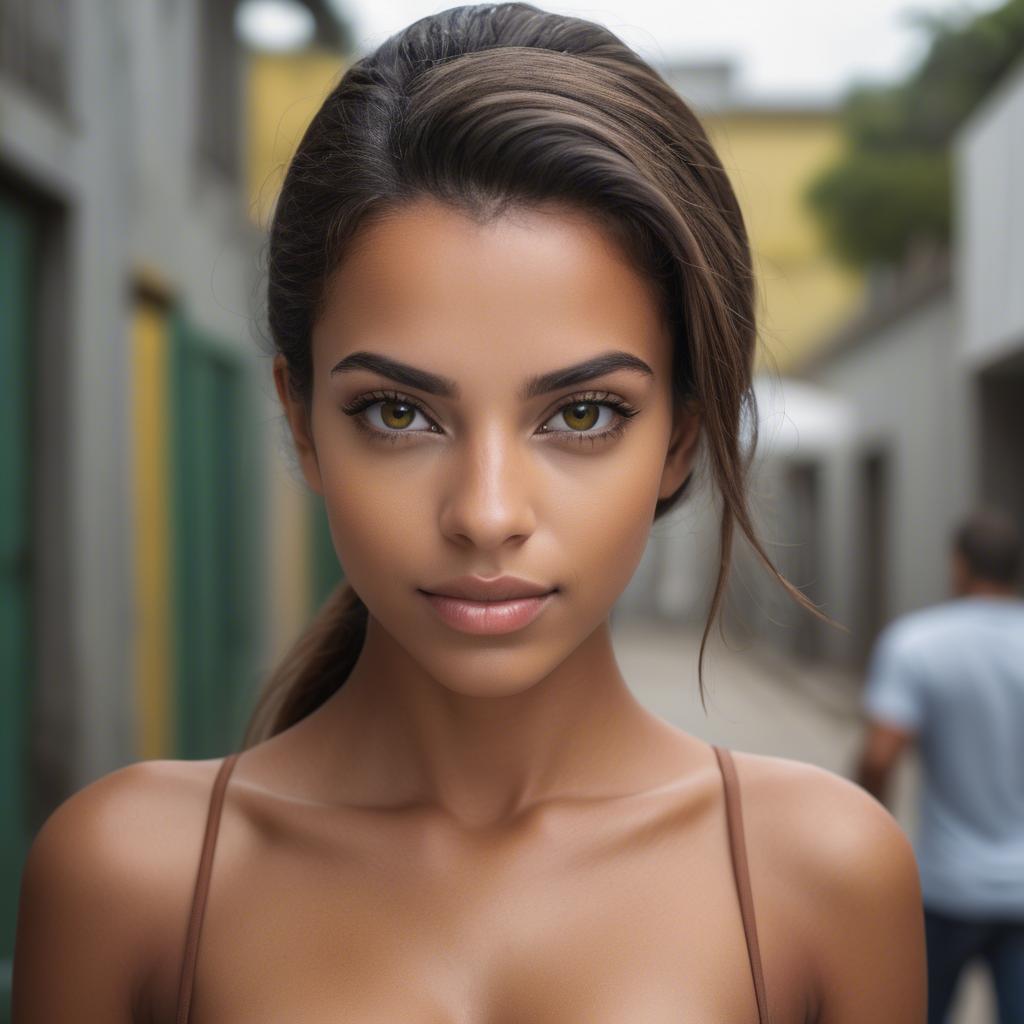 A stunning image of brazilian beauty with confident gaze.