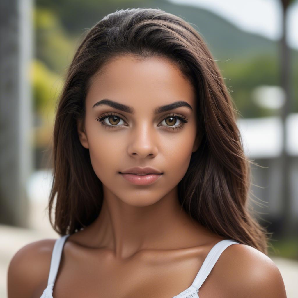 A stunning image of brazilian beauty with confident gaze.