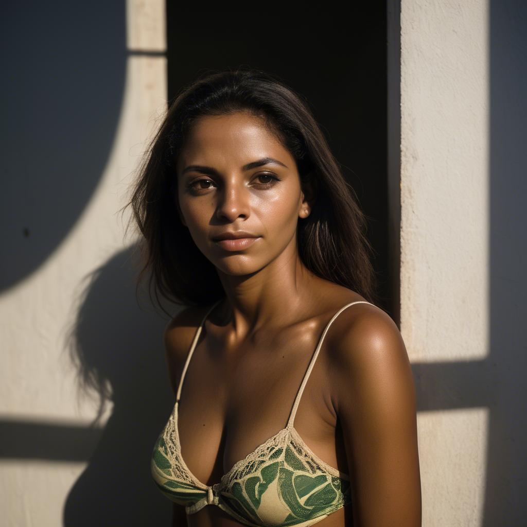 A stunning image of brazilian woman in soft shadows.