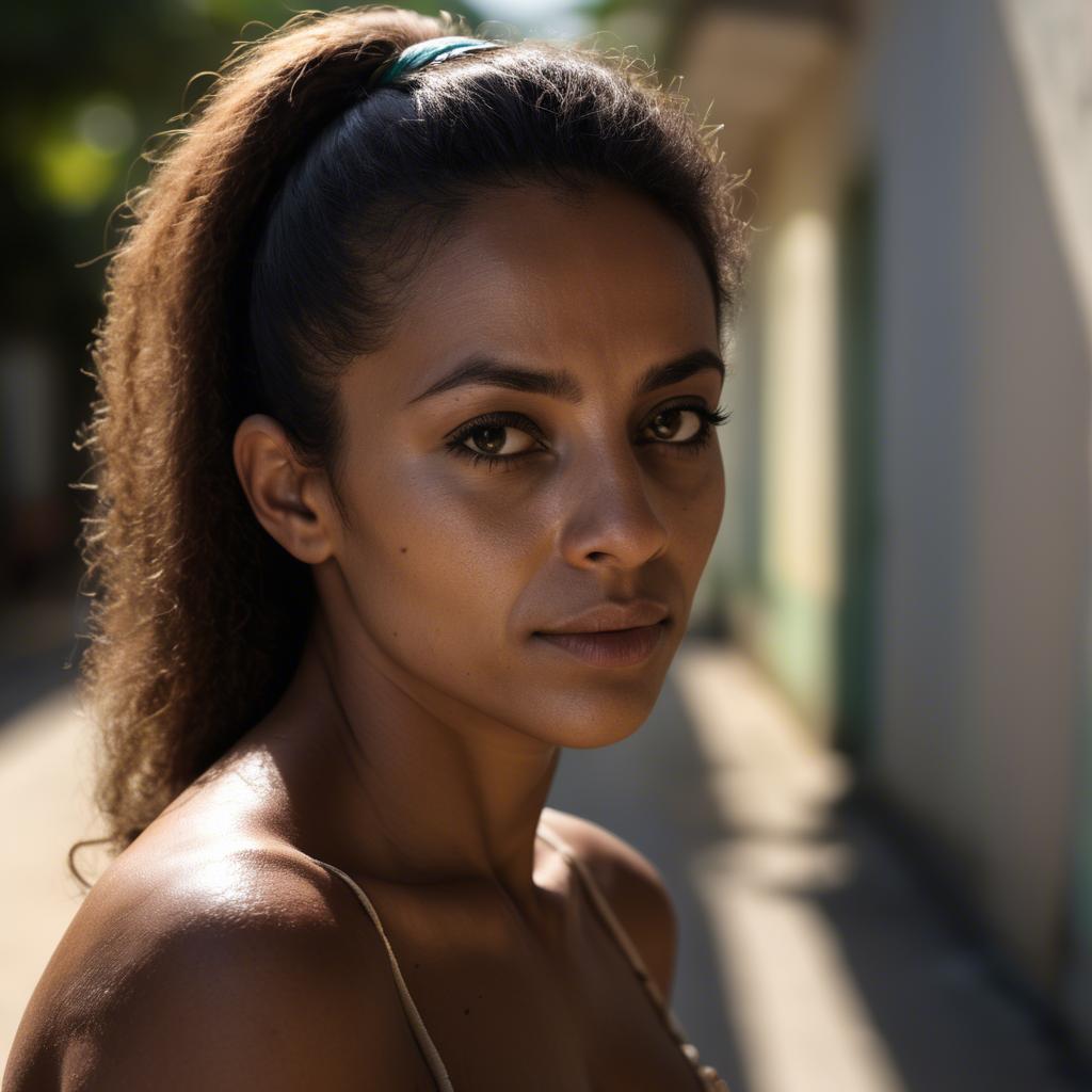 A stunning image of brazilian woman in soft shadows.