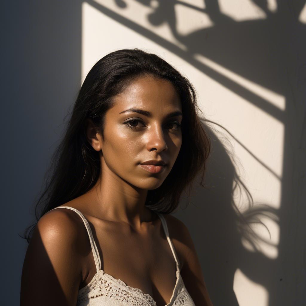 A stunning image of brazilian woman in soft shadows.
