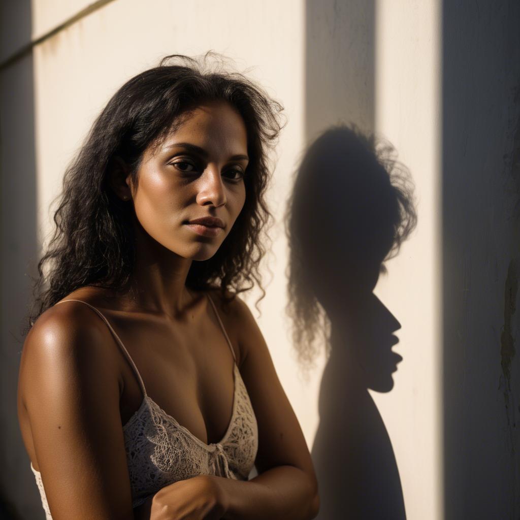 A stunning image of brazilian woman in soft shadows.