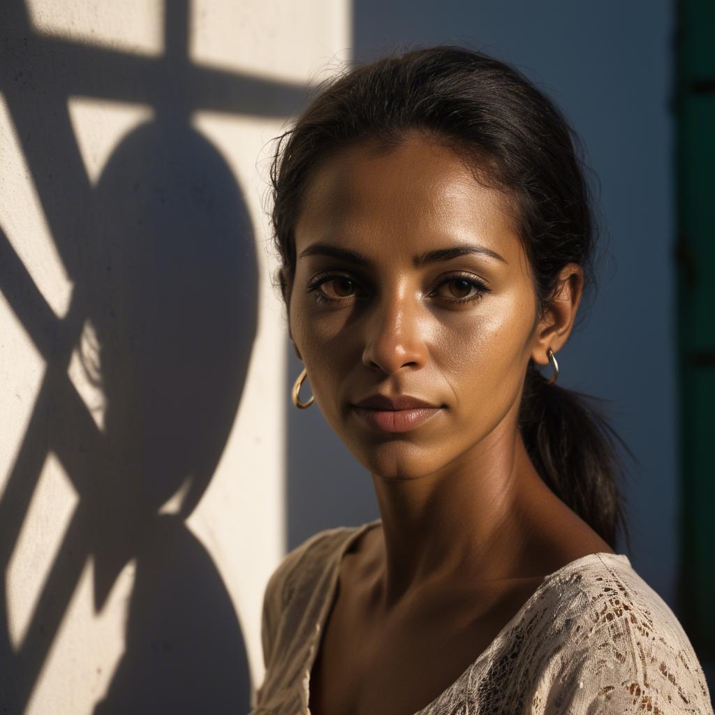 A stunning image of brazilian woman in soft shadows.