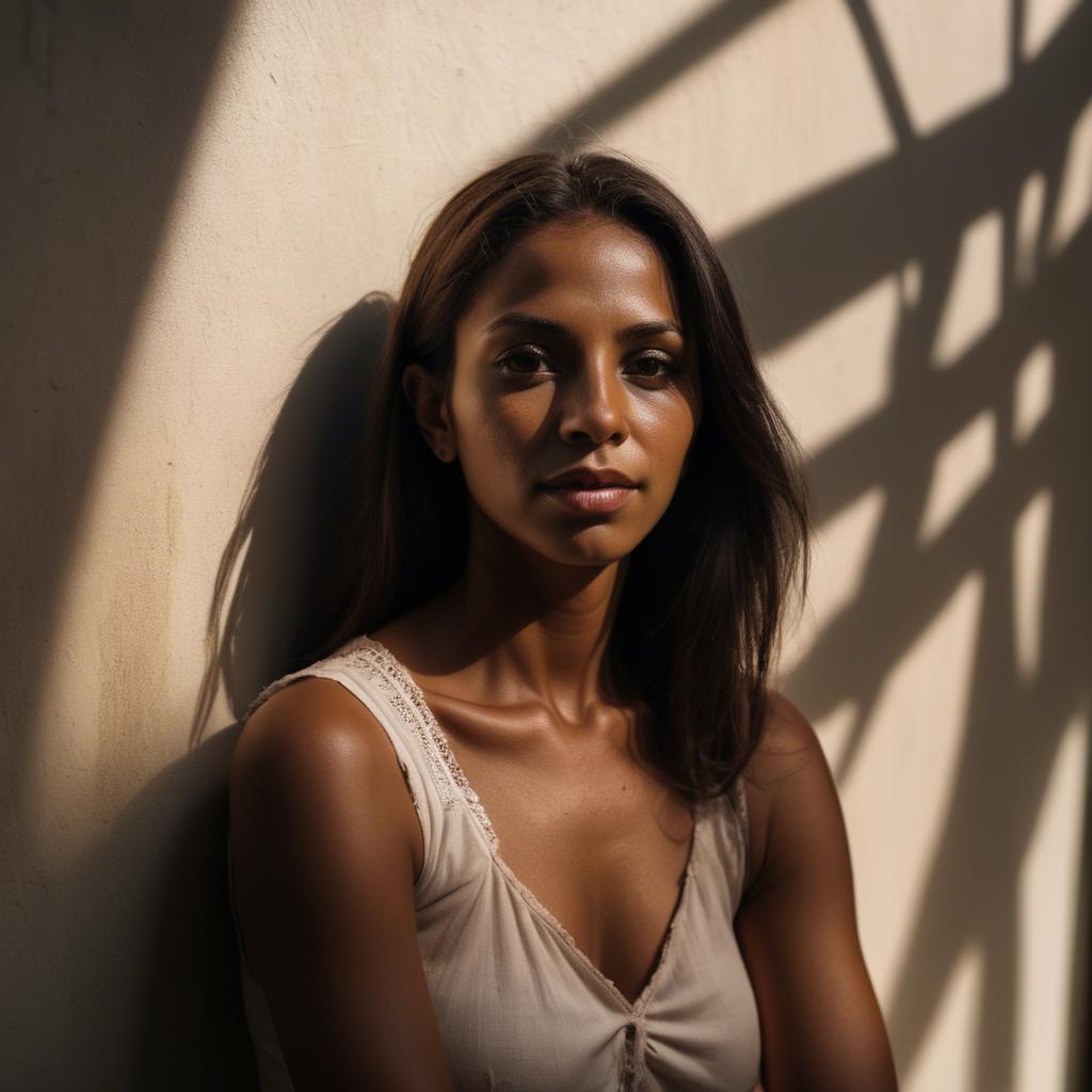 A stunning image of brazilian woman in soft shadows.