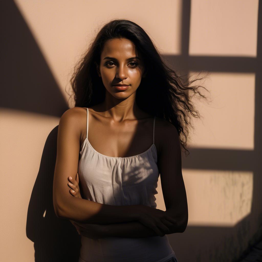 A stunning image of brazilian woman in soft shadows.