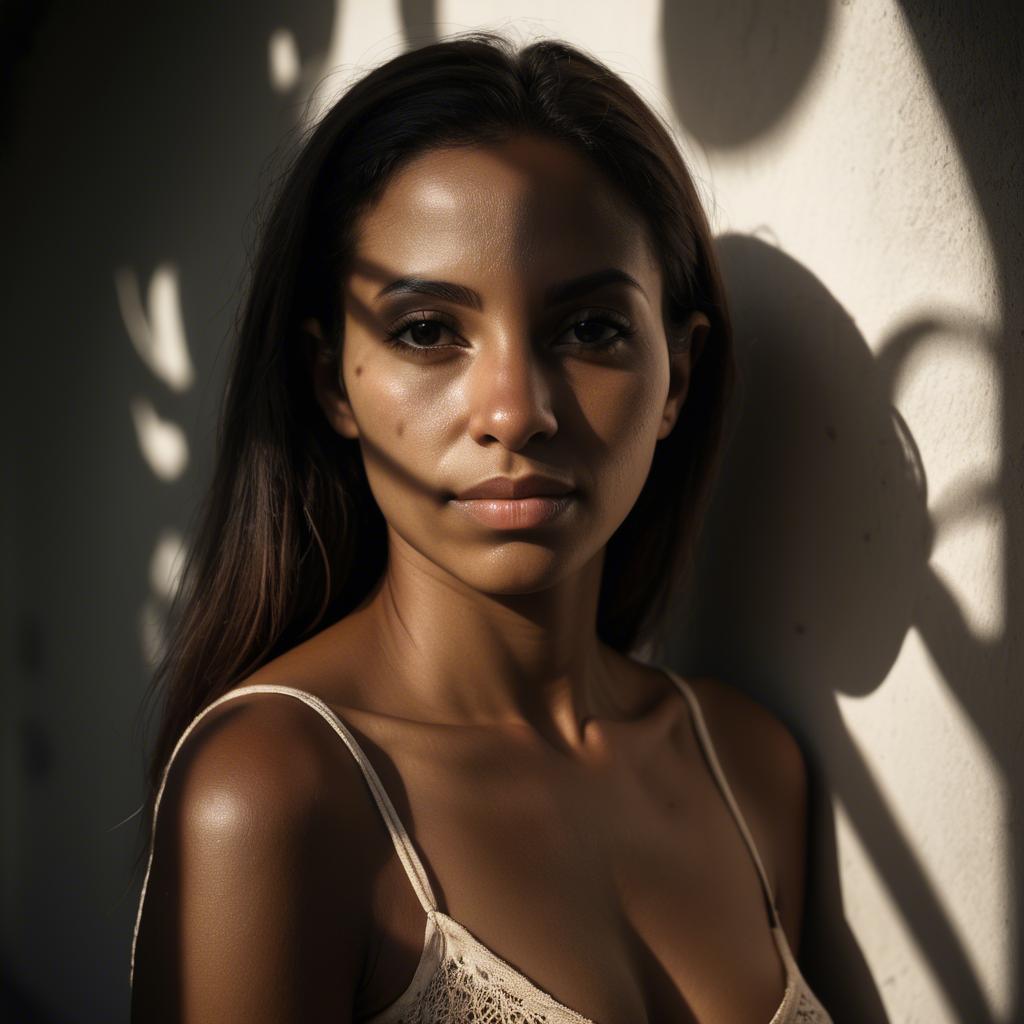A stunning image of brazilian woman in soft shadows.
