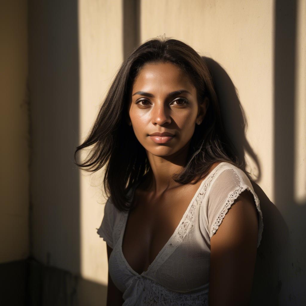 A stunning image of brazilian woman in soft shadows.