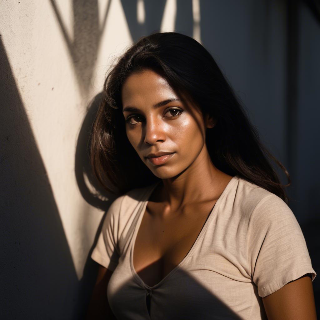 A stunning image of brazilian woman in soft shadows.