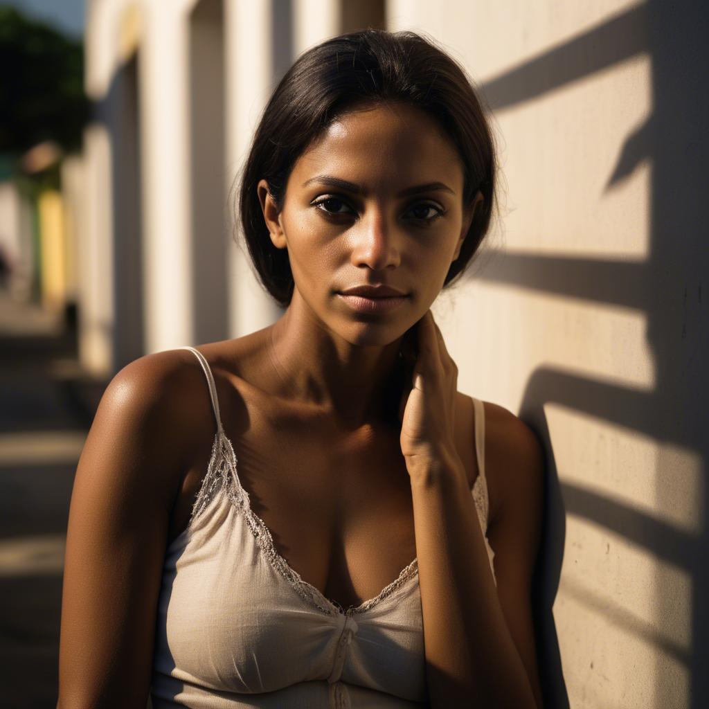 A stunning image of brazilian woman in soft shadows.