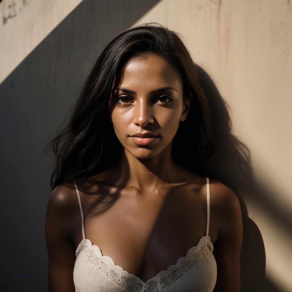 A stunning image of brazilian woman in soft shadows.