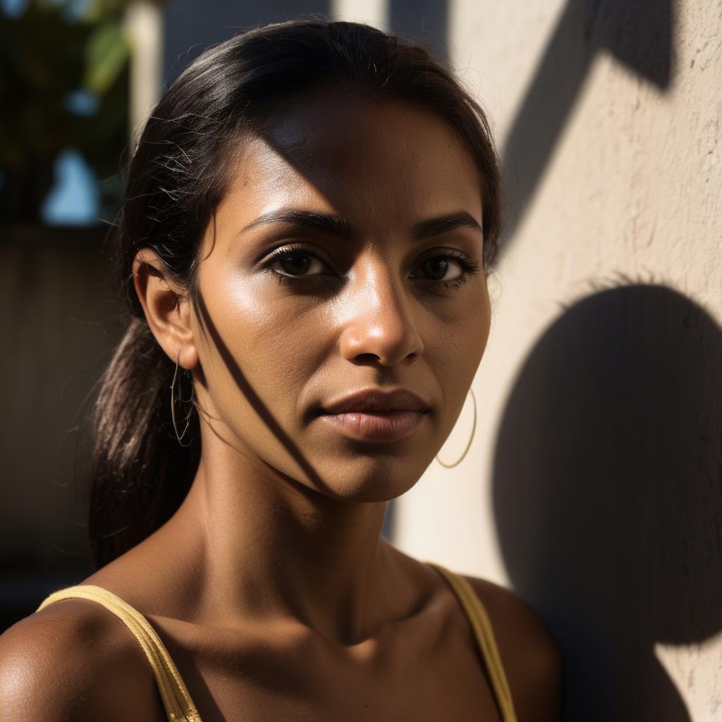 A stunning image of brazilian woman in soft shadows.