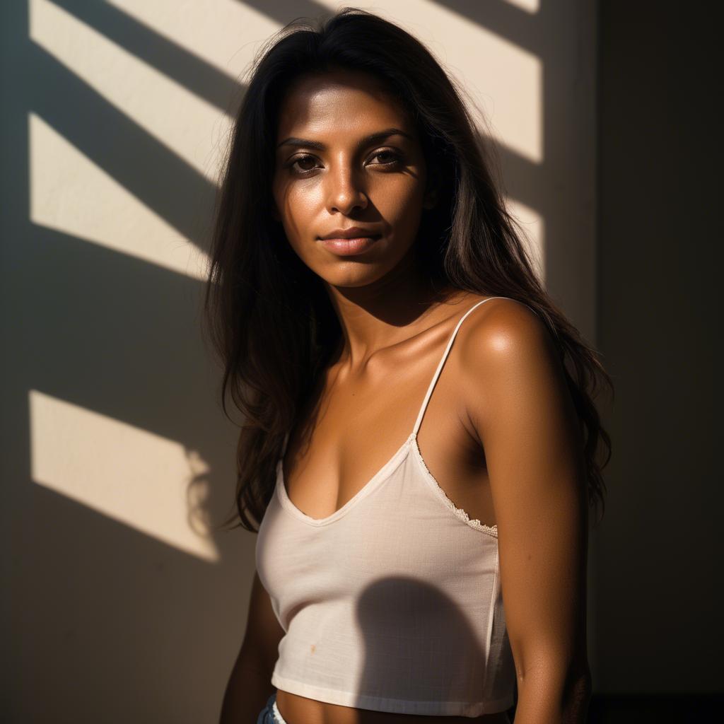 A stunning image of brazilian woman in soft shadows.
