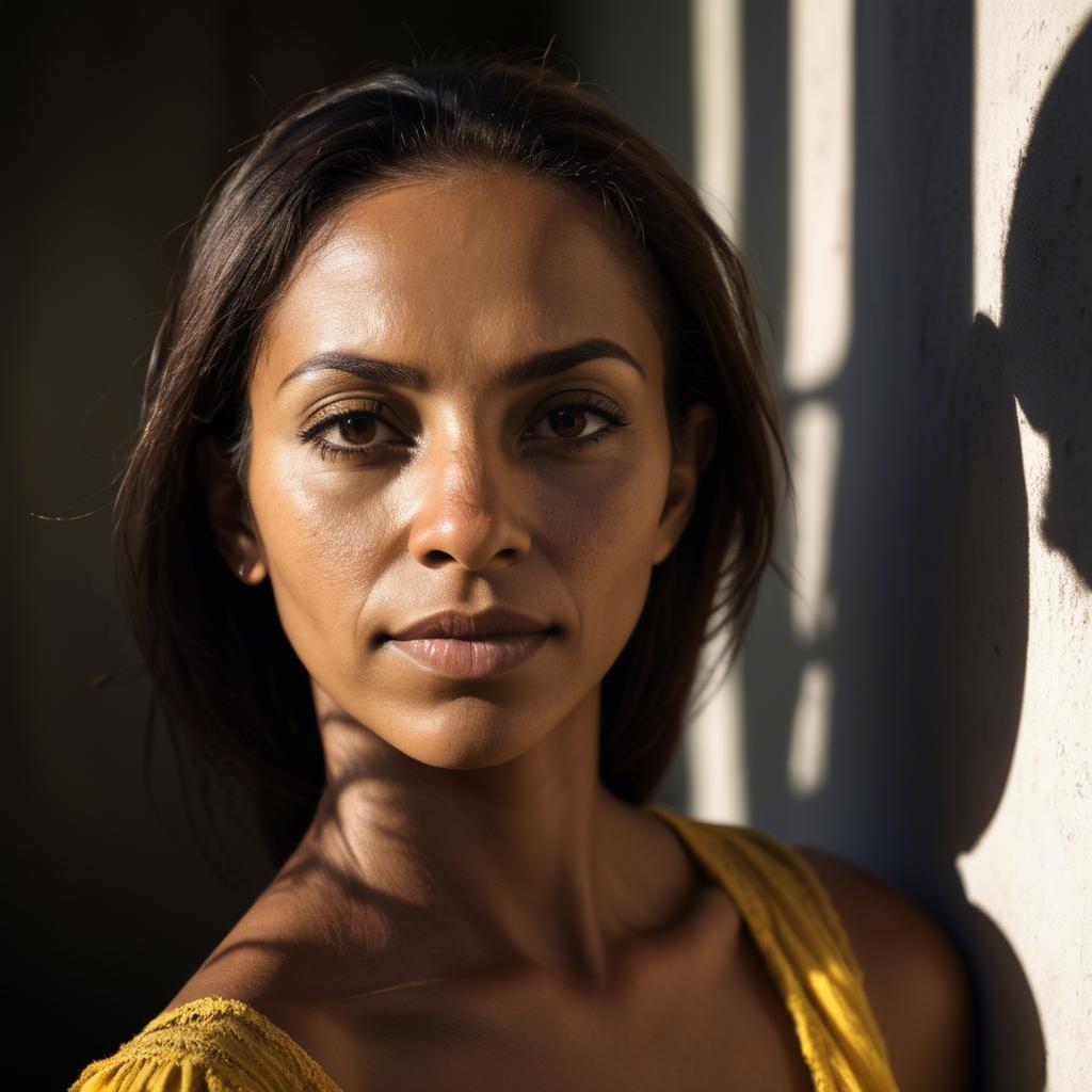 A stunning image of brazilian woman in soft shadows.