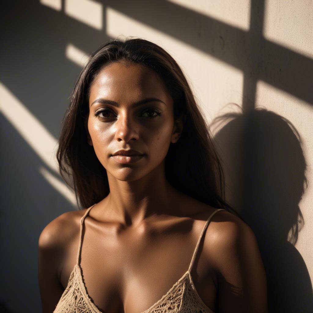 A stunning image of brazilian woman in soft shadows.