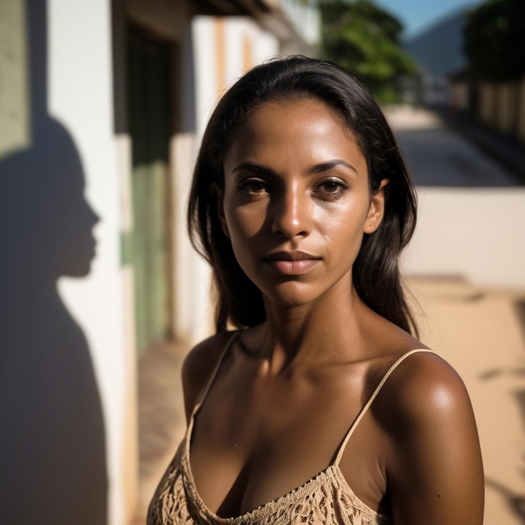 A stunning image of brazilian woman in soft shadows.