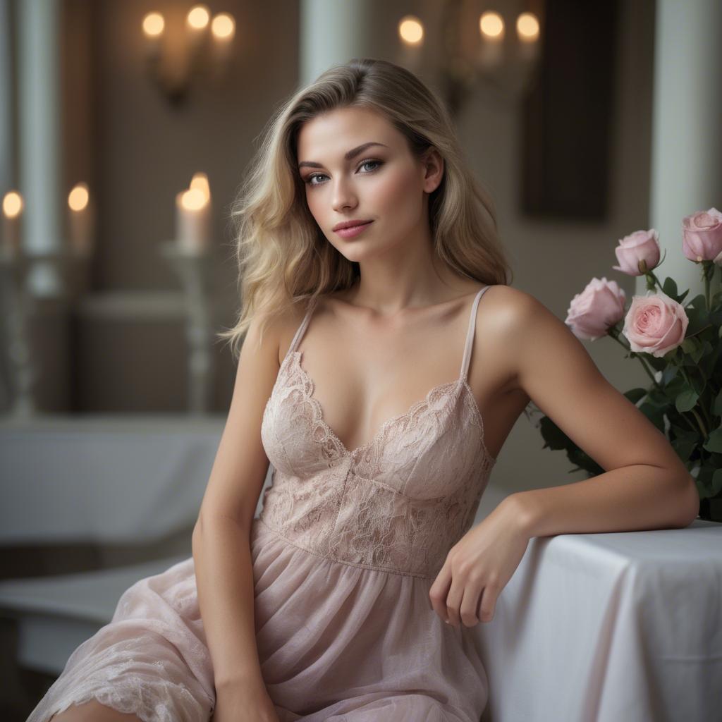 A stunning image of caucasian model in romantic settings.