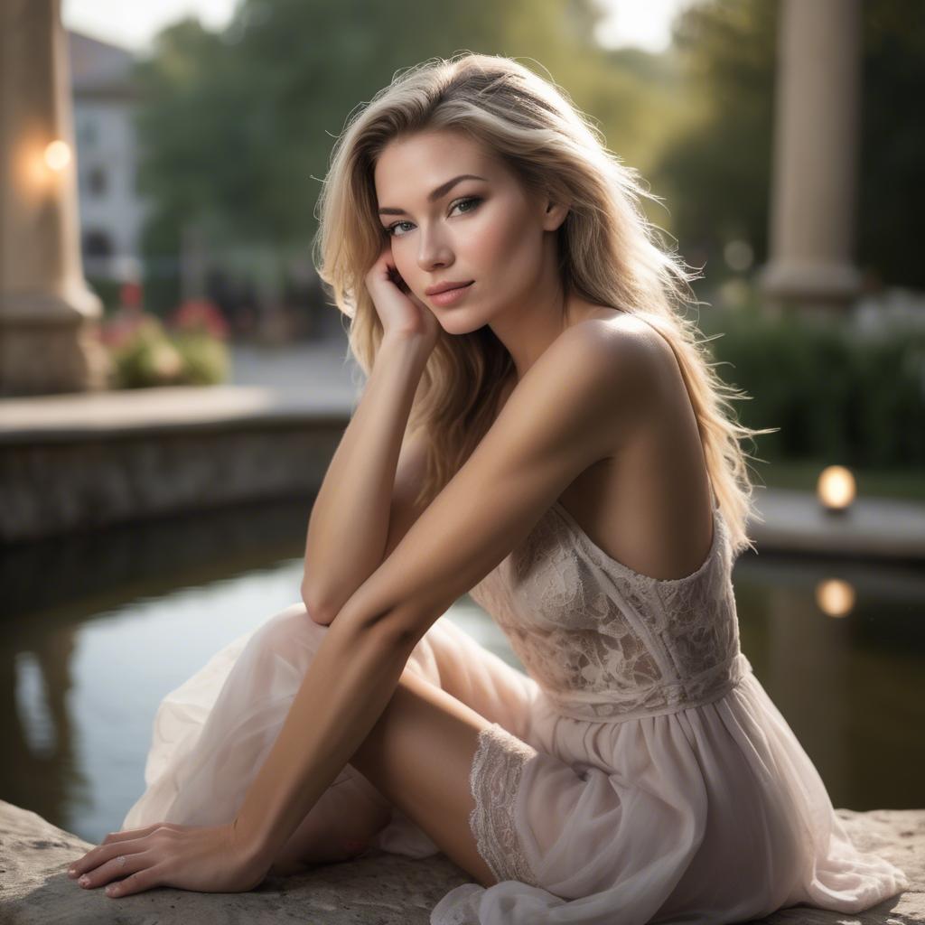 A stunning image of caucasian model in romantic settings.