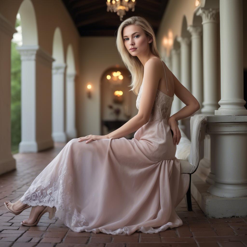 A stunning image of caucasian model in romantic settings.