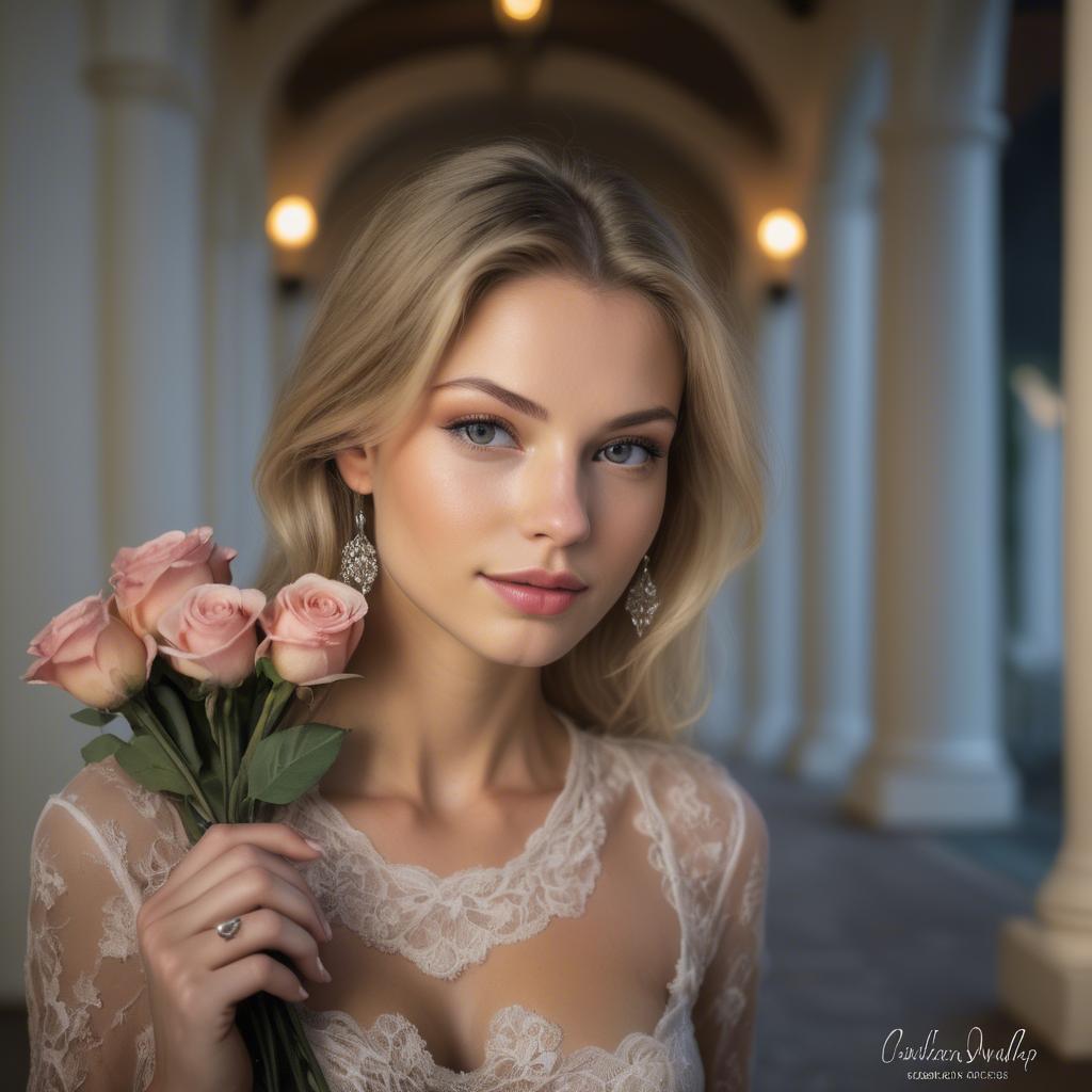 A stunning image of caucasian model in romantic settings.