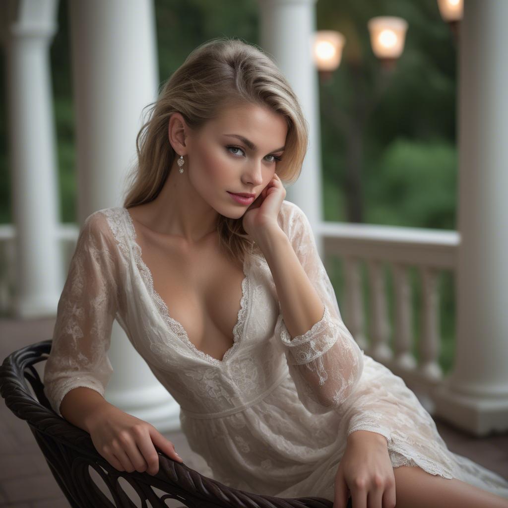A stunning image of caucasian model in romantic settings.
