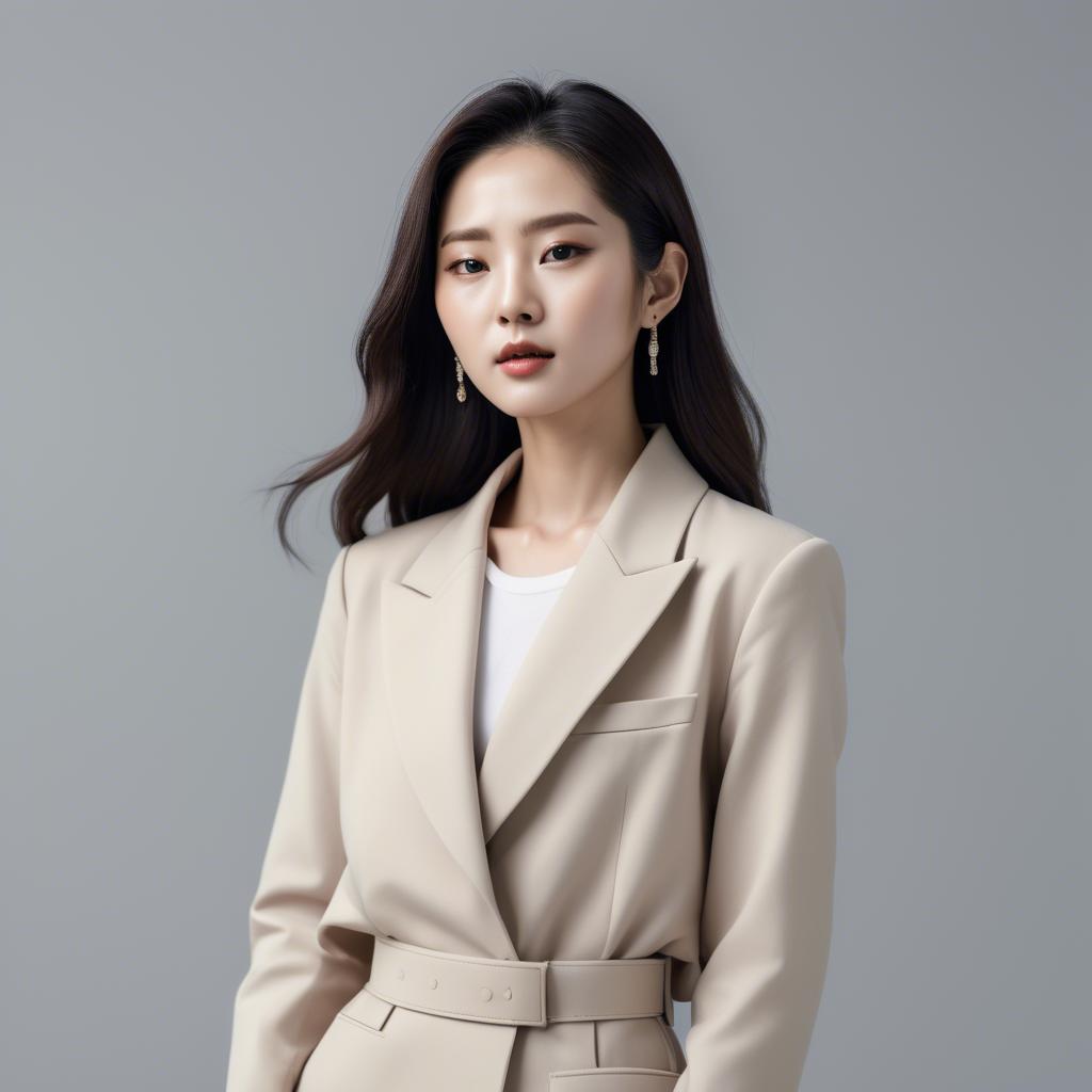 A stunning image of chic korean woman in minimalistic modern design.