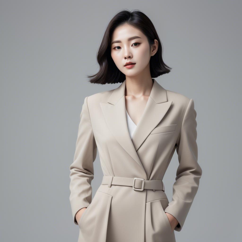 A stunning image of chic korean woman in minimalistic modern design.
