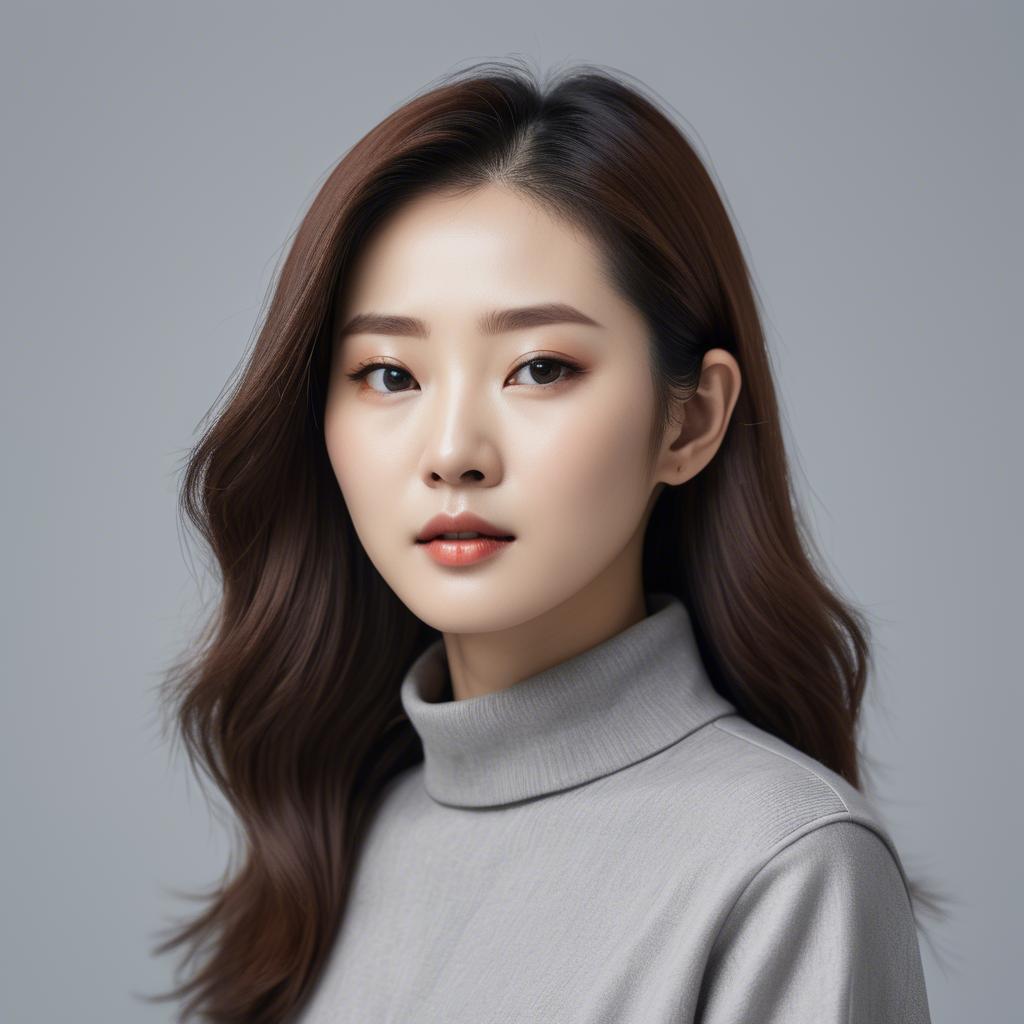 A stunning image of chic korean woman in minimalistic modern design.