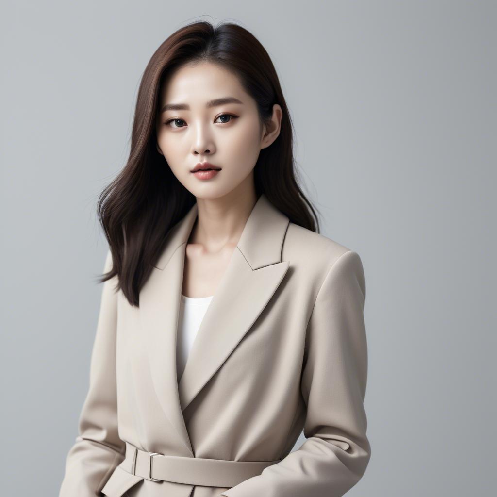 A stunning image of chic korean woman in minimalistic modern design.