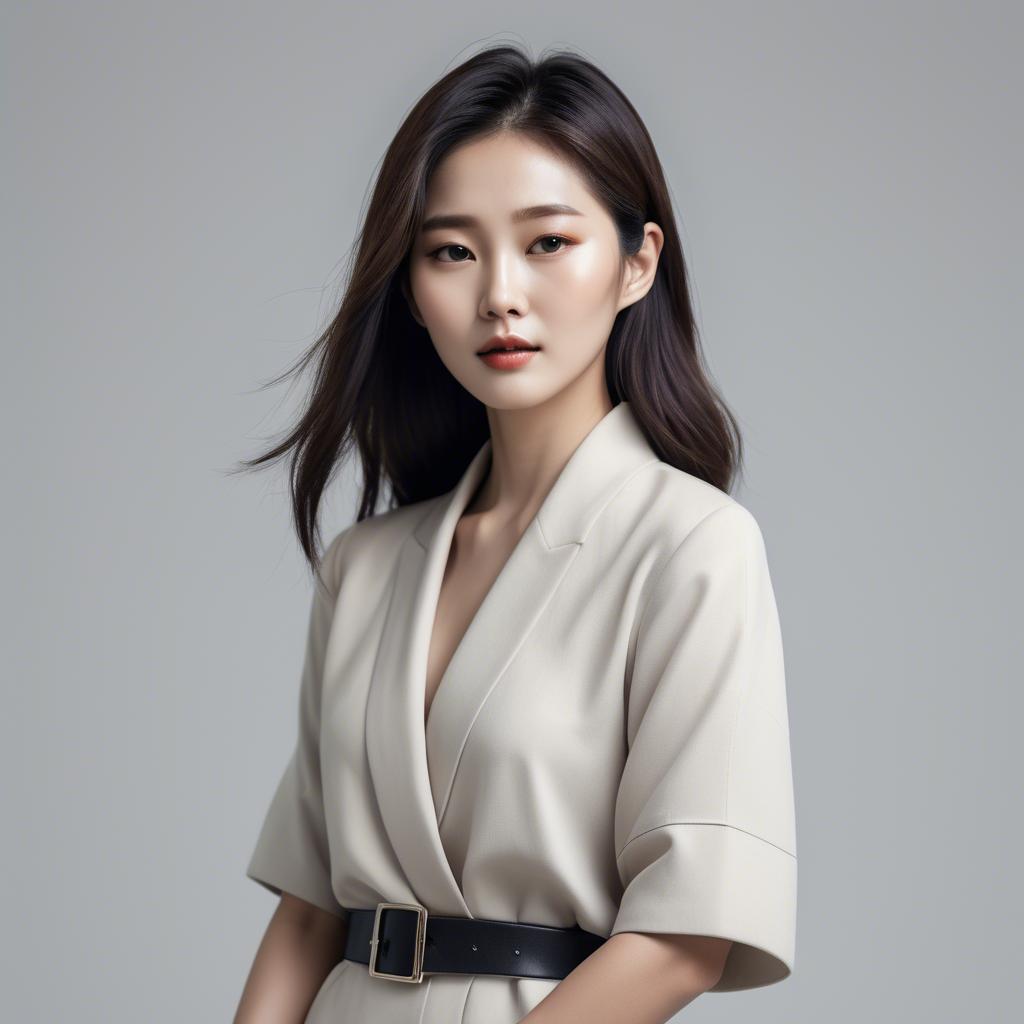 A stunning image of chic korean woman in minimalistic modern design.
