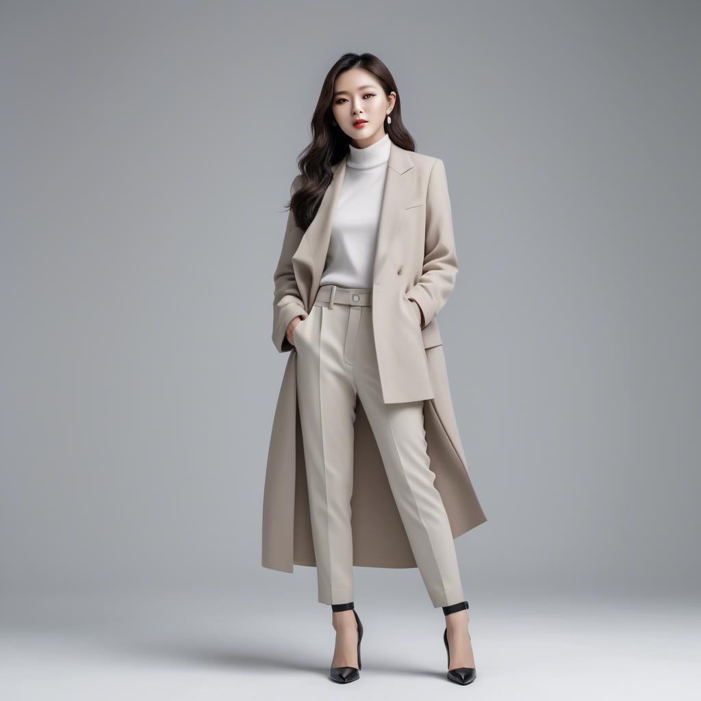 A stunning image of chic korean woman in minimalistic modern design.