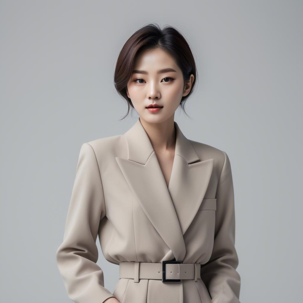 A stunning image of chic korean woman in minimalistic modern design.