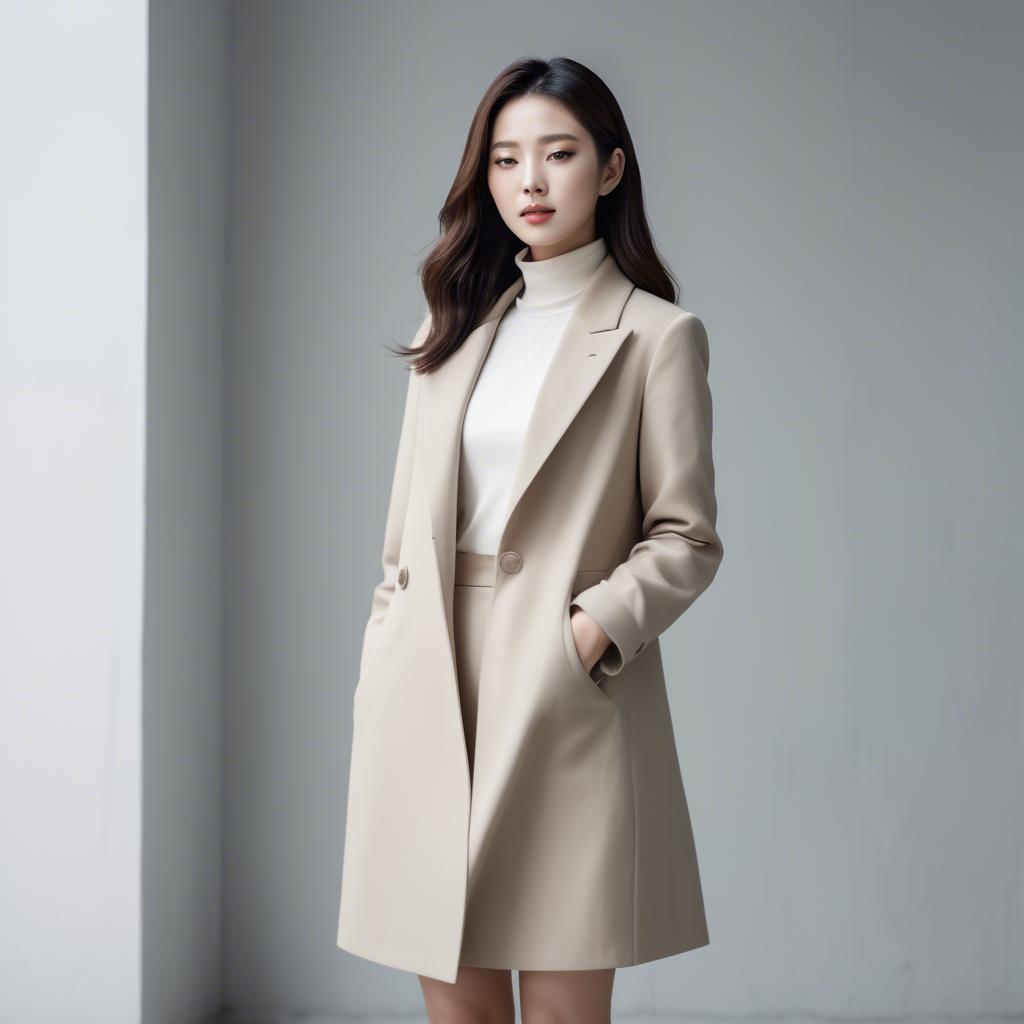 A stunning image of chic korean woman in minimalistic modern design.