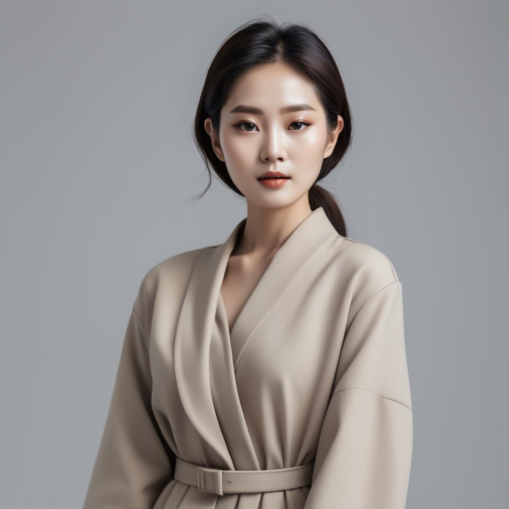 A stunning image of chic korean woman in minimalistic modern design.