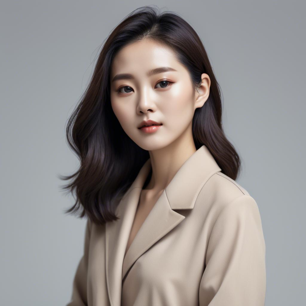 A stunning image of chic korean woman in minimalistic modern design.