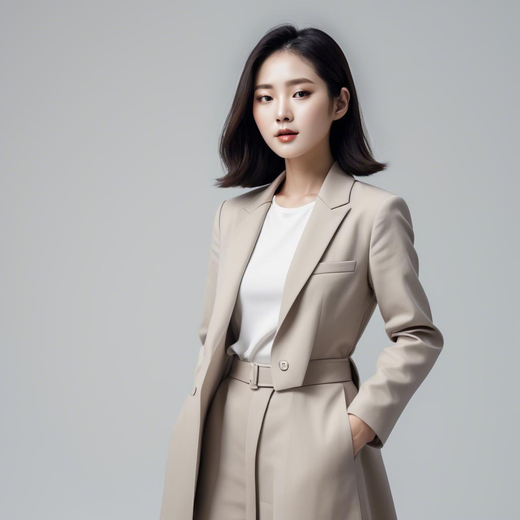 A stunning image of chic korean woman in minimalistic modern design.