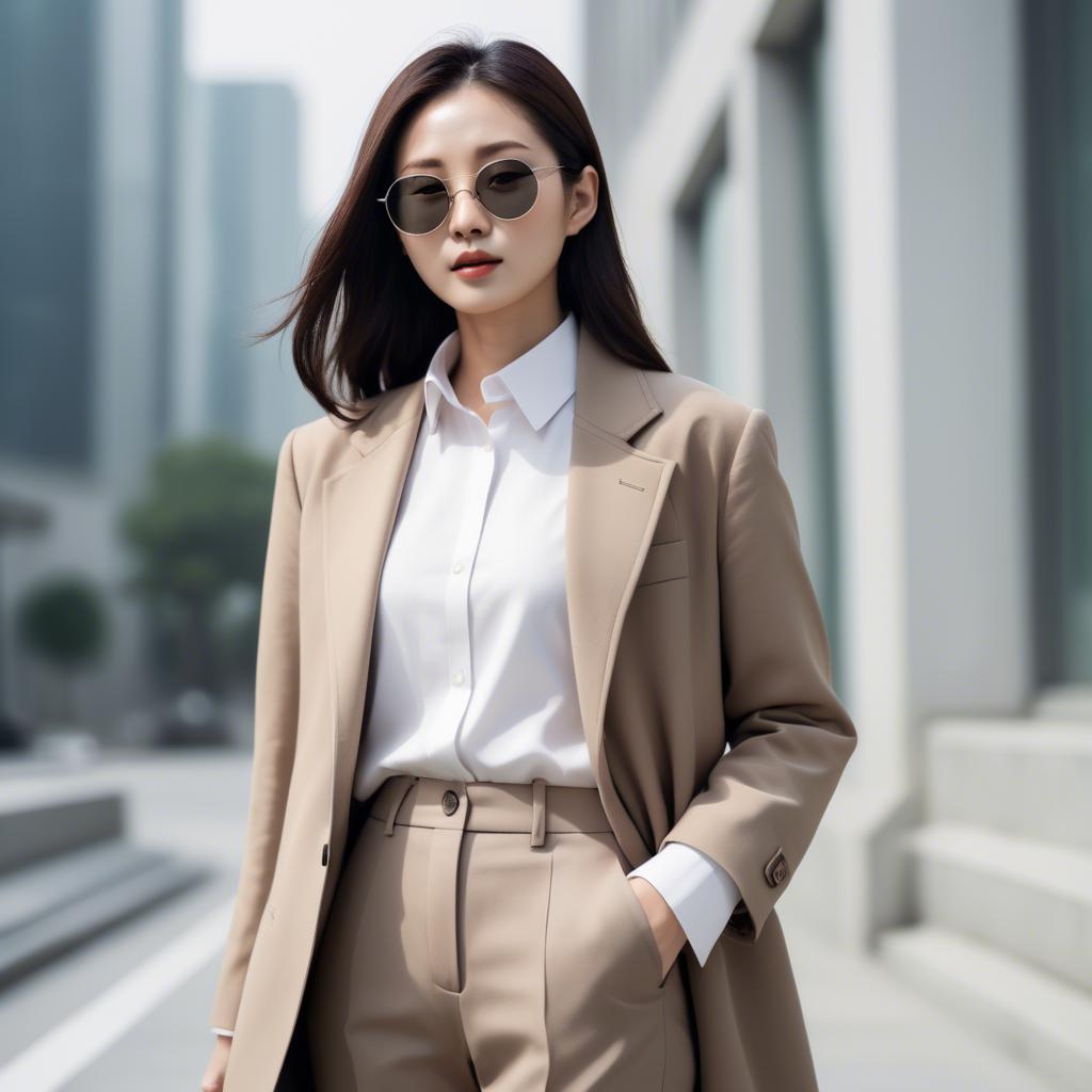 A stunning image of chic korean woman in minimalistic modern design.