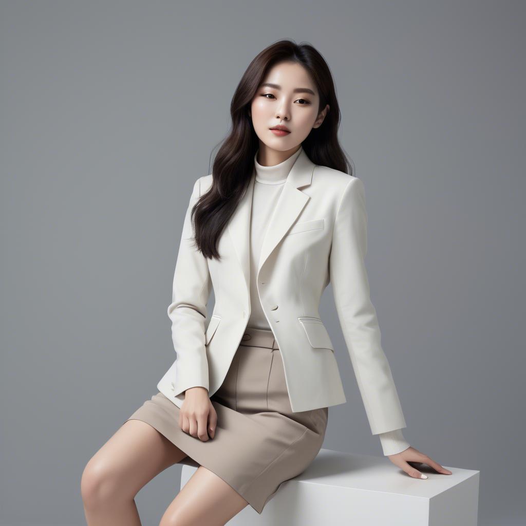 A stunning image of chic korean woman in minimalistic modern design.