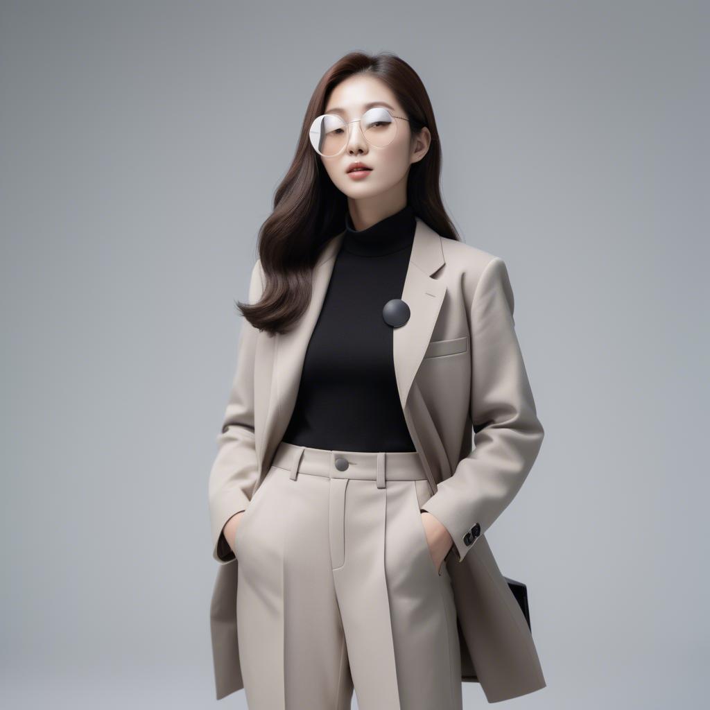 A stunning image of chic korean woman in minimalistic modern design.
