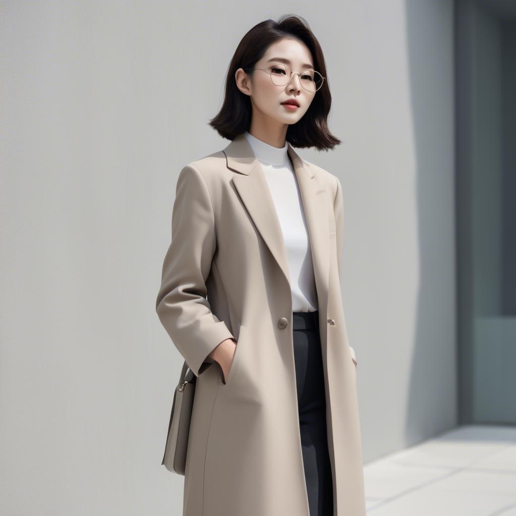 A stunning image of chic korean woman in minimalistic modern design.