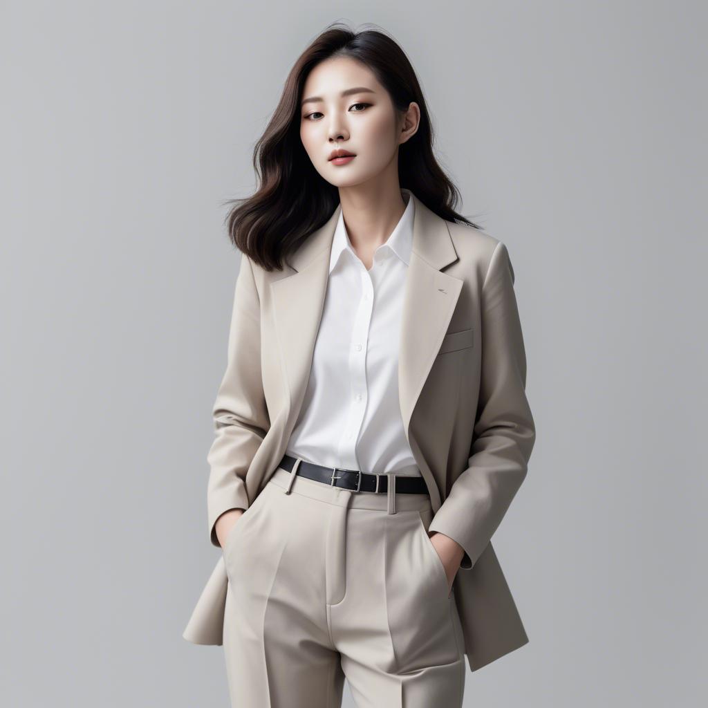 A stunning image of chic korean woman in minimalistic modern design.