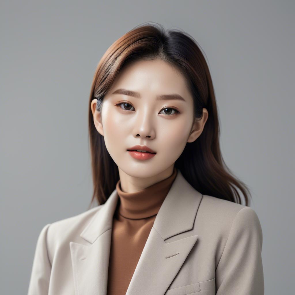 A stunning image of chic korean woman in minimalistic modern design.